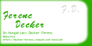 ferenc decker business card